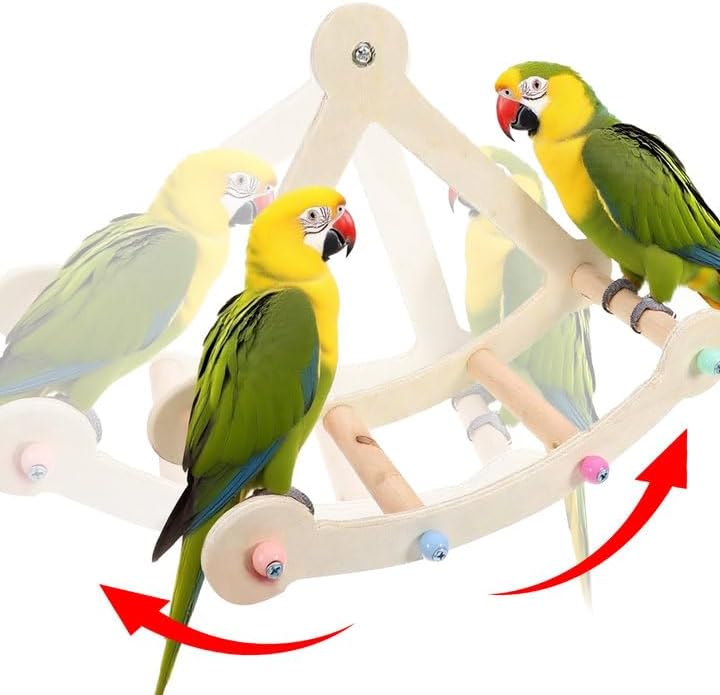 Bird Perch Toy, Interactive Rocking Parakeet Toys and Perches, Intelligence Puzzle Birds Enrichment Toy for Parrot, Bird Cage Accessories Perch for Budgies(Pirate Ship)