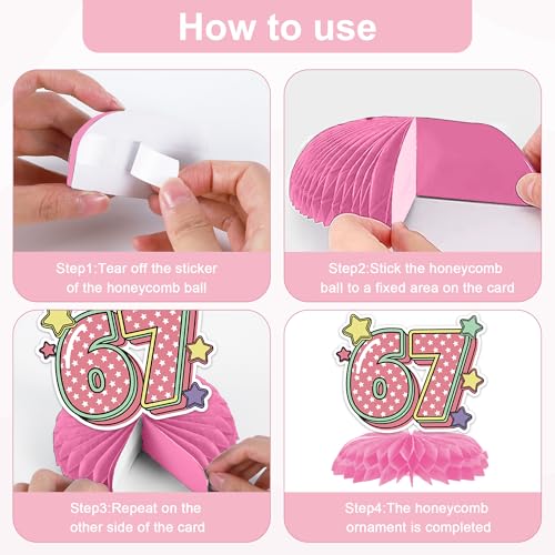 Image of 6 7 Birthday Decorations, Funny Six Seven Donut Ice Cream Table Honeycomb Centerpieces for Kids Teens Adults 67 Meme Themed Party Favors Supplies