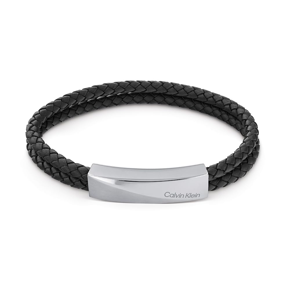 Calvin Klein 35000097 Mens Black Leather and Stainless Steel Jewellery
