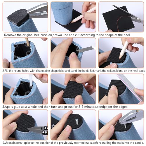 Image of High Heels Patches, Rubber Boot Replacement Square Sole Repair Tips Anti Caps Tread Pad Non Slip Protectors
