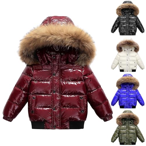 Boy's Winter Coat Kids Waterproof Windproof Puffer Jacket Thicken Parka Fleece Lined Ski Snow Outerwear with Fur Hood