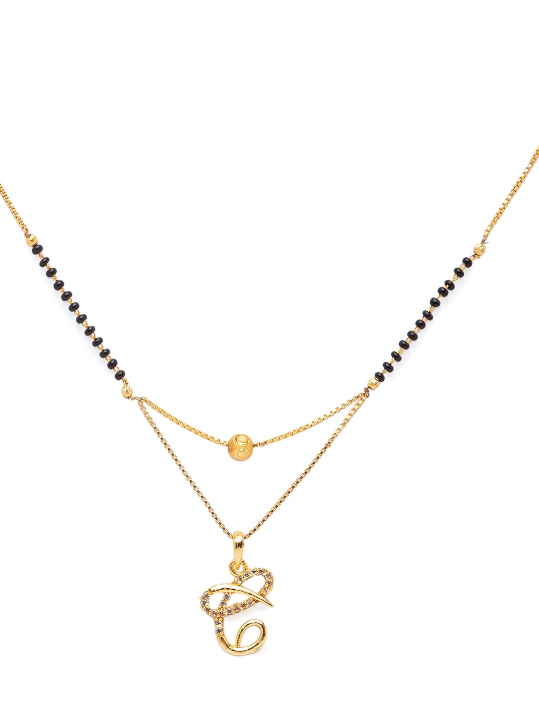 Alphabet C Letter Mangalsutra Short Mangalsutra Designs Gold Plated Latest Initial Name Customized Necklace American Diamond Personalized Pendant For Husband Wife Couples (18 Inch)-image-7