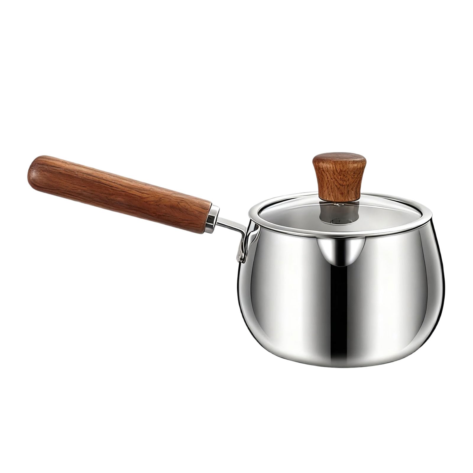 carotoe Stainless Steel Saucepan Small Cooking Pots Cookware with Ergonomic Wood Handle Efficient Milk Pans Kitchen Accessories Rustproof Cookware