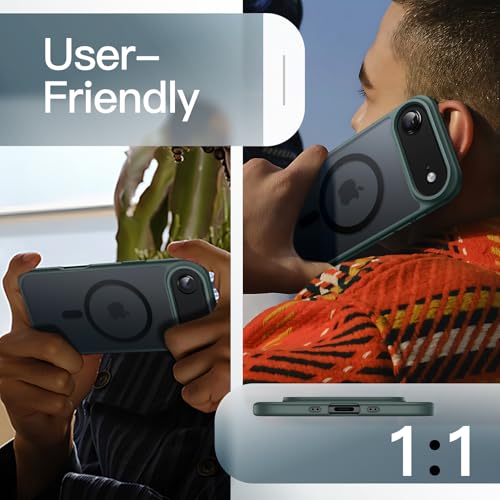 Image of JETech Magnetic Case for iPhone Air Compatible with MagSafe, Translucent Matte Back Slim Minimalist Shockproof Phone Cover, 6.5-Inch Display (Dark Green)