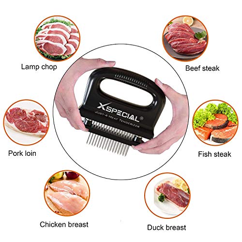Image of Deluxe 48 Blade Meat Tenderizer Tool - Stainless Steel, Detachable Design