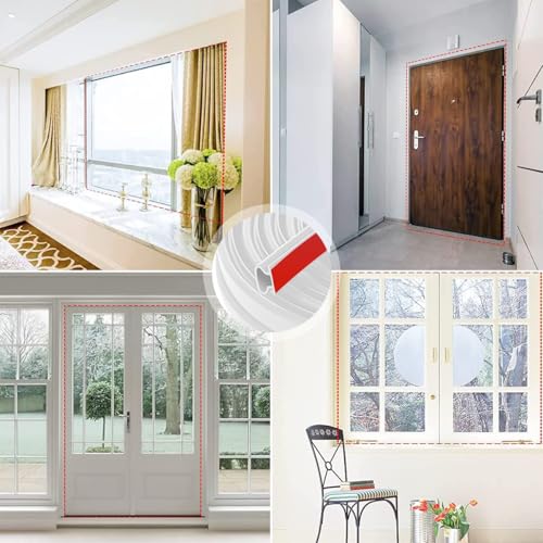 Image of HASTHIP Silicone Door Seal Strip, Self Adhesive 19.69ft White
