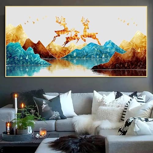 Impression sur toile abstraite nordique décoration d'intérieur élans 75x150