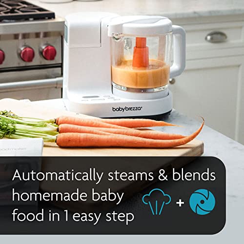 Baby Brezza One Step Glass Baby Food Maker – Cooker And Blender To Steam And Puree Baby Food For Pouches In Glass Bowl - Make Organic Food For Infants And Toddlers – 4 Cup Capacity, White #TOP1