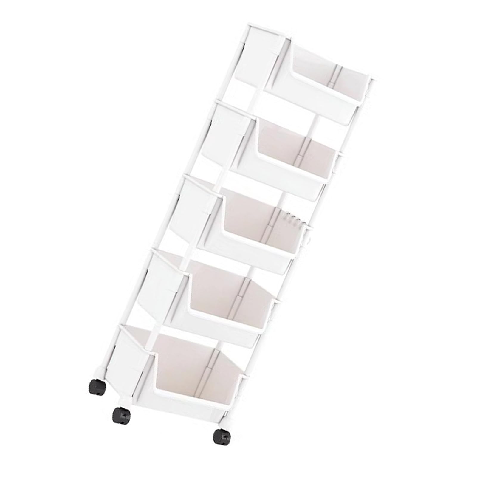 Elnwnnkc Moveable Narrow Slot Bookshelf Multi Purpose Narrow Slit Bookcase Multi Layer Utility Cart with Lockable Easy Access Shelf Without Covers