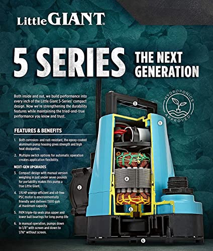 Little Giant 505711 5-Msp 115-Volt, 1/6 Hp, 1500 Gph, Aluminum Manual Hydroponics Pump thumb #5