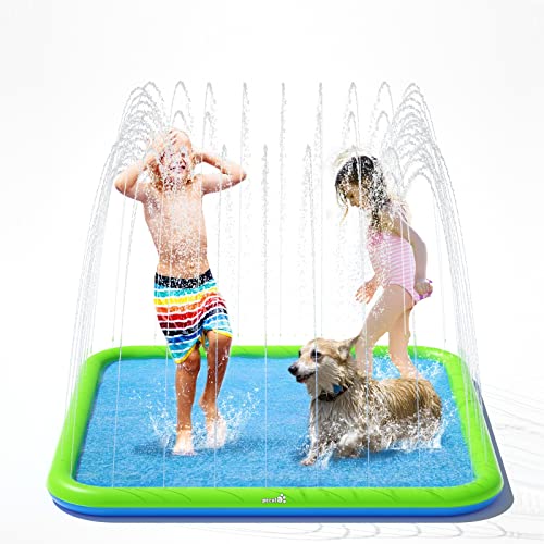 Pecute Tappetino per Spruzzi d'acqua 2 in 1, Piscina per Irrigazione Tappetino per Giochi Gonfiabile...