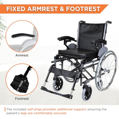 Image of Vissco Imperio Wheelchair with Removable Big Wheels (Spoke), Foldable, Swingable Armrest, Weight Bearing Capacity 110kg, Color (Blue /Grey)