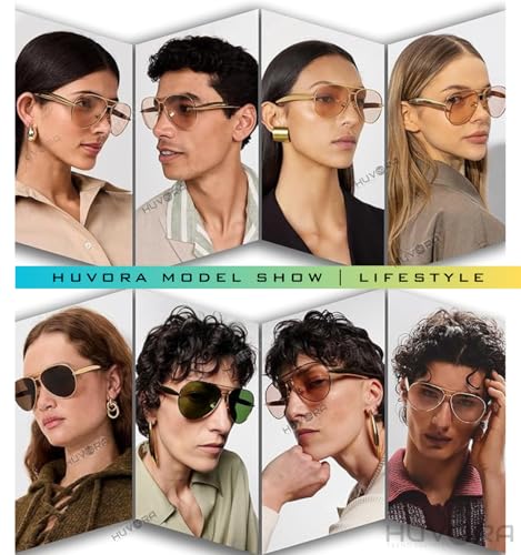 Image of Trending Aviator UV400 Unisex Sunglasses with Designer Metal Frame - Stylish Retro Sun Glasses for Man & Woman - Party Driving Fashion Branded Trendy UV Protected Classy Goggles