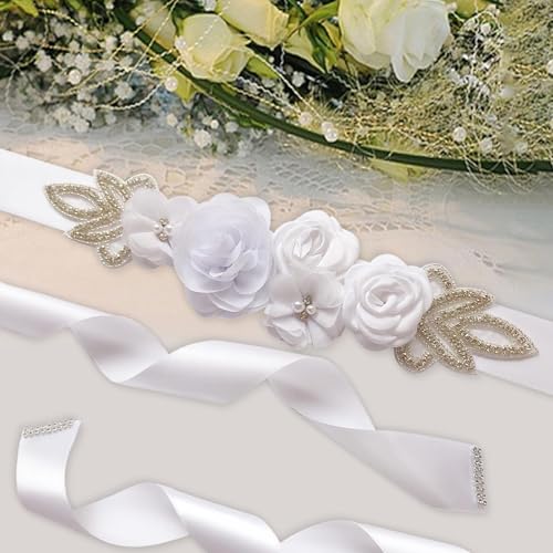 Bridal Wedding Belt with Rose Flower Bridesmaid Sash Evening Gown Belt for Banquets3
