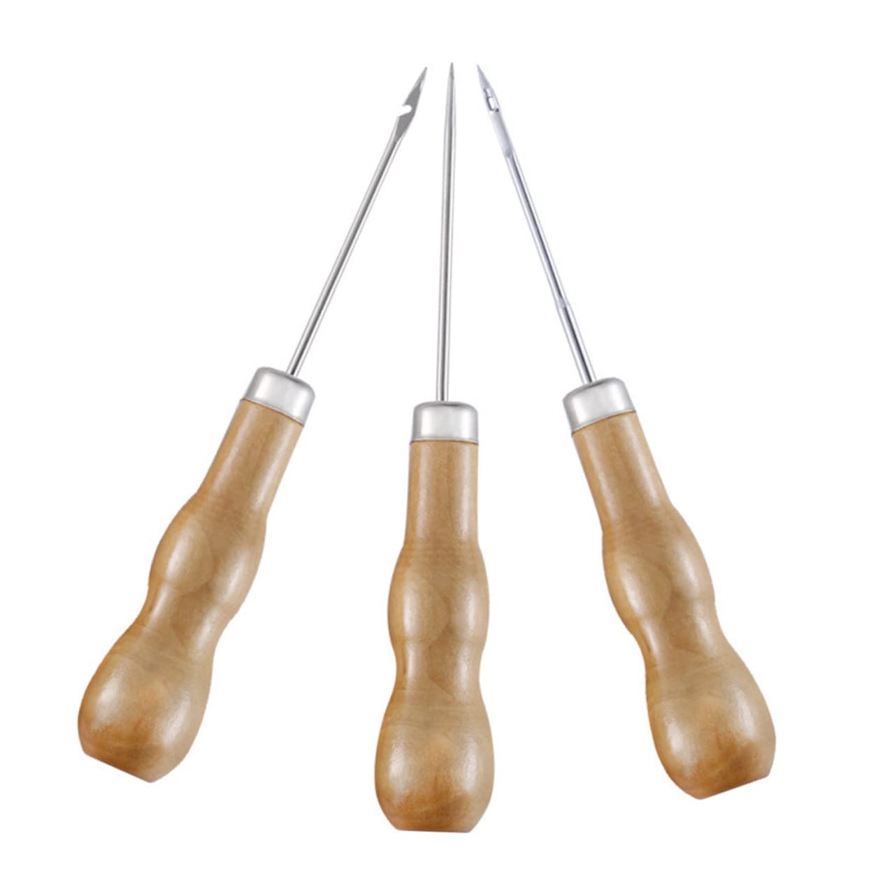 SEWACC 3pcs Manual Awl Wooden Handles Adjustable Hand Grip Tools for Wood Stitcher Sewing Perforating Leather Awls Leather Scratch Awls Wood Handle Scratch Awls Wooden Handle Prickers Pin