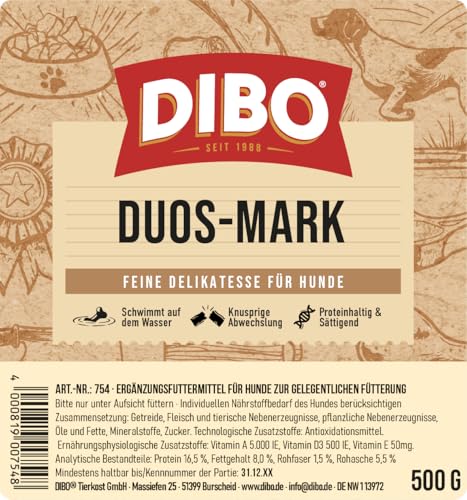 Duos-Mark, 500g-Beutel, Backwaren als gesunde, natürliche Ernährung für Hunde von DIBO, Hundefutter, Barf, B.A.R.F., Leckerli, Hundekekse
