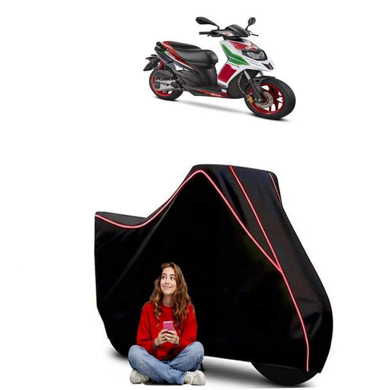 Image of SR-150 BS6 Scooty Bike Cover Water Resistant Outdoor Use Universal Fit Scooters Motorcycles Heavy Duty UV Protection Dust Rain Scratch Resistant Elastic Bottom Black Blue Piping