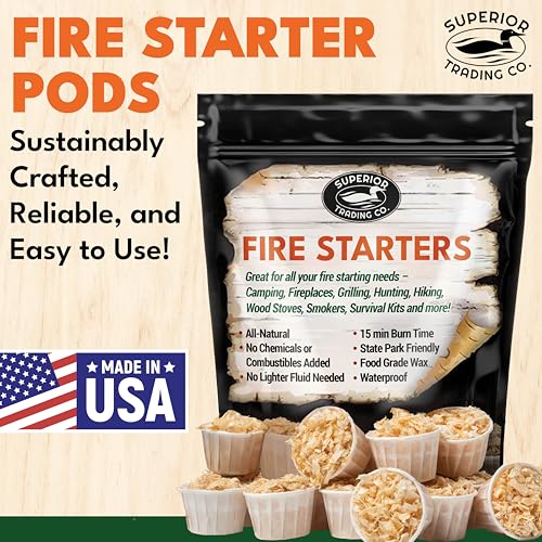 Superior Trading Fire Starter Pods in Resealable Packs - Fire Starters for Campfires, BBQ, Grill, Pit, Wood Stove & Charcoal Starter, 15-20-Min Burn, 30 Extra Large Pods, USA Made, Brown, 3.2 Lbs by Superior Trading Co. - Image 2