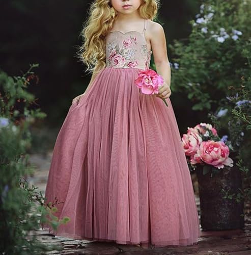 Toddler Tulle Dress Little Girls Floral Tutu Princess Dress Sleeveless Long Gown Party Sundress for Kids2