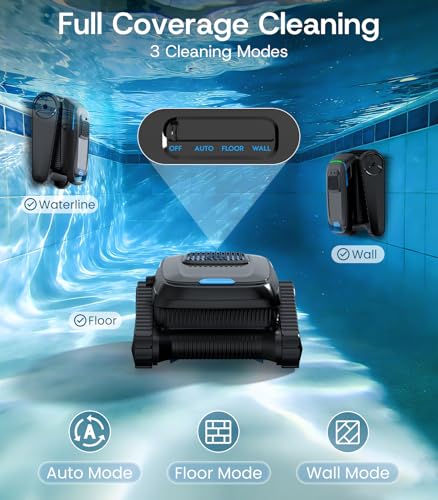 Image of (2026 Upgrade) PC10 Robotic Pool Cleaner, 5000GPH Suction, 150μm Filtration, Floor /Wall /Waterline Cleaning, Smart Navigation, Self-Parking, Cordless Pool Vacuum for Inground & Above Ground Pools