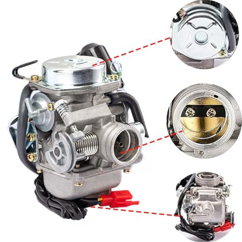 Image of GY6 150CC Performance Carburetor Fits for TaoTao 125CC PD24J 24mm Scooter Kymco Roketa Moped Motorcycle ATV Go Kart Parts 152QMJ 152QMI 157QMJ 157QMI 4 Stroke Engine with Starter Solenoid Carb Kit