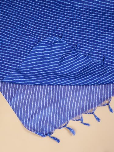 Image of Women's Cotton Blend Striped Print Dupatta with 2.20 Meters | Women's cotton printed dupatta with tassels