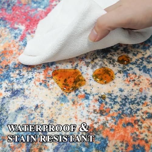 2x6 Hallway Washable Runner Rug - Modern Abstract Stain Resistant Rug Runner for Kitchen Home Indoor Mat for Laundry, Bedroom Non Slip Thin Super Soft Room Decor Floor Carpet 2x6 Colorful/Multi