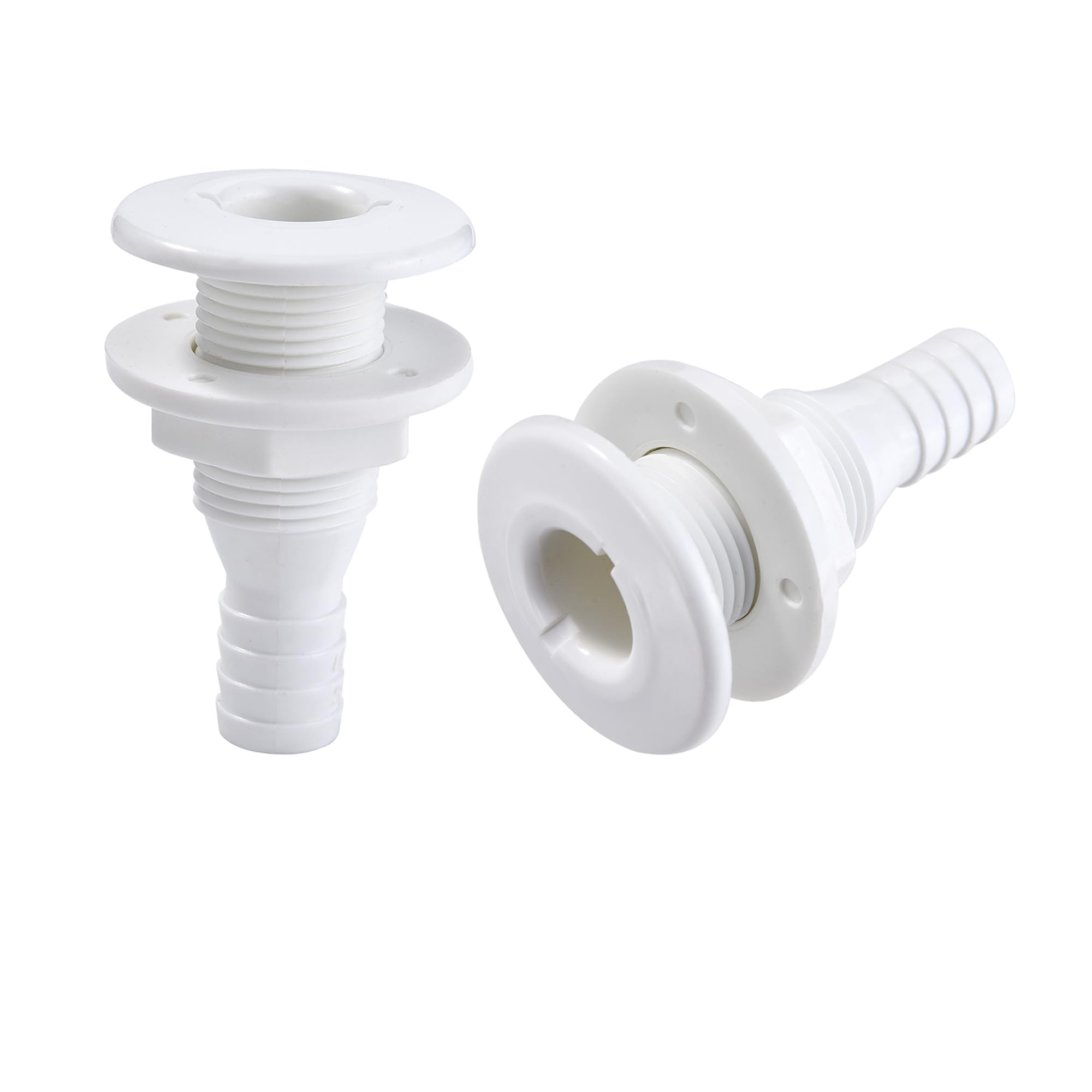 YOQVQOY 2Pcs Thru Hull Fitting(1"), Marine Through Hull Connector Fitting for Boats, White