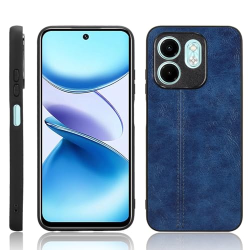XFDSFDL® Cas de pour Infinix Hot 50i / Smart 9 X6531/X6532 (6,7 Pouces) Ultra Mince PC Dur Coque Cuir de Vache Motif PU Case Placage Housse Protection Bleu