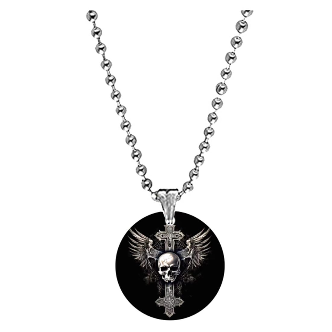 Abhiora FashionGothic Skull Wings Cross Bead Chain Acrylic Religious Pendant for Men Women Acrylic Gothic Cross Charm Spiritual Gift Prayer Festival Fashion Accessory-picture-30