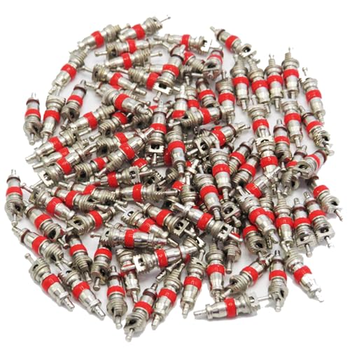 Image of 100Pcs Schrader Tire Valve Core,Valve Stem Core Replacement for General Vehicles of Cars,Motorcycles,Bicycles and Trucks,Two Colors Seal Rubber Ring Available (Red)