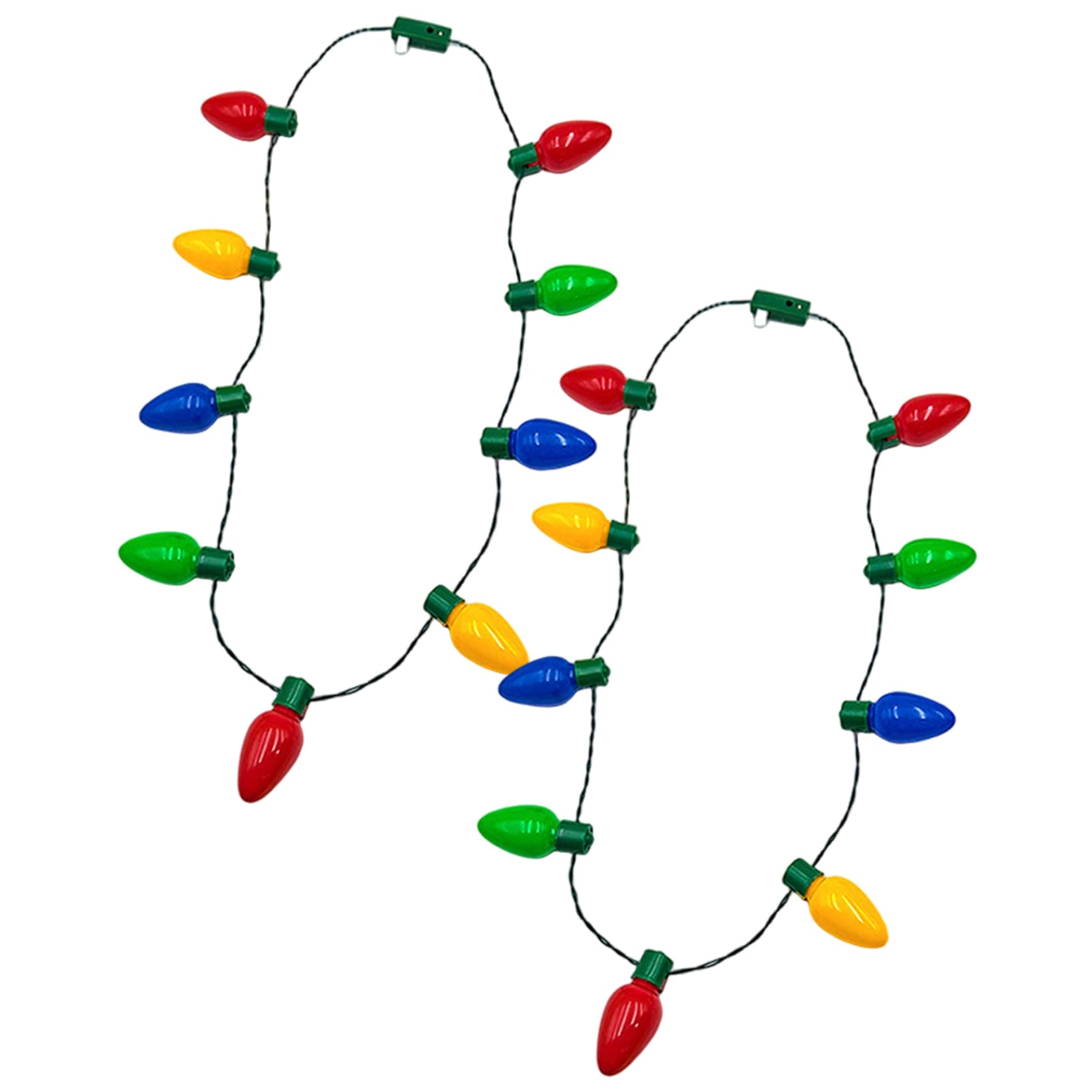 Joygoodta Light up Necklaces 2Pcs Colorful 9 LED Bulbs Christmas Necklace with 3 Flash Modes Christmas Decorations for Xmas Party Carnival
