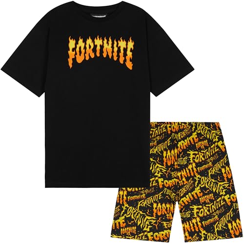 Fortnite Pijama para crianças, conjunto de 1 ou 2, pijama curto, 2 peças, t-shirt de manga curta e calções, conjunto de algodão criança e verão, Gamer presentes, Amarelo