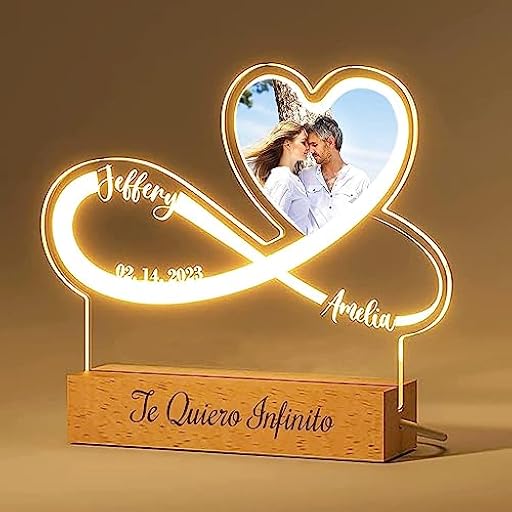 San Valentin Regalos Originales para Hombre y Mujer Lampara Personalizada Aniversarios dia de la madre Mujer y hombre - Lamparas de Mesita de Noche Led Mama Amor Cumpleaños Foto (INFINITO LOVE 2.0) | Ya disponible en tu tienda friki favorita! En mundofriki.es!