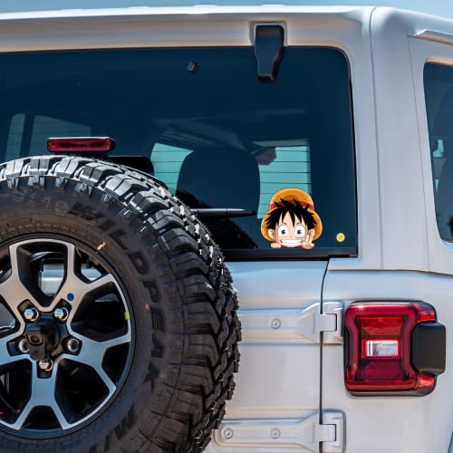 Image of | Cute Anime-Inspired Peeking Character Sticker - Vinyl Decal for Anime Fans, Laptops, and Car Windows - Glossy Waterproof Finish Perfect Manga for Bumper Skateboard Water bottle Car Laptop (Size 4x4)
