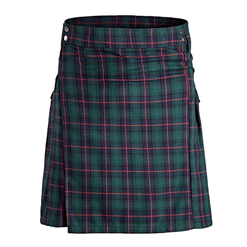 NUSGEAR Faldas escocesas de tartán Hombres Falda Escocesa con Correas Bolsillos Grandes de Carga Estampado a Cuadros Falda Tallas Grandes