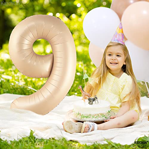 Image of KatchOn Giant Caramel Number 9 Balloon - 40 Inch | 1 Count | Caramel 9 Balloon | 9 Birthday Balloon Decorations