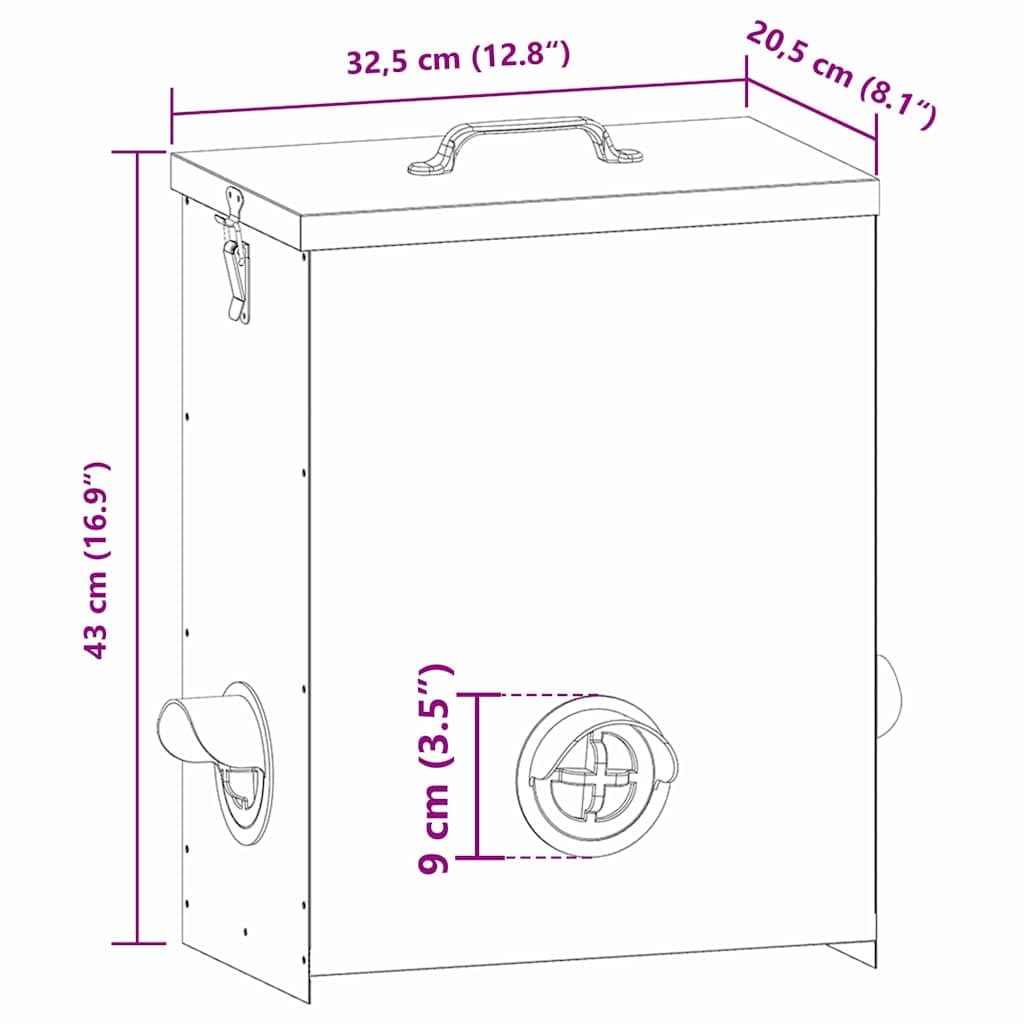 Set di 2 mangiatoie per polli, 32,5 x 20,5 x 43 cm, resistenti alle intemperie, robuste, per interni ed esterni, con capacità di 25 kg, facile montaggio, ideale per allevamento di animali