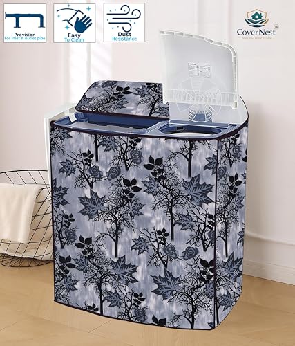 Image of Covernest Semi Automatic Washing Machine Cover, Dustproof, Compatible with 6 Kg -7.5 Kg Washing Machines (WMC-BLACK JHAD SEMI)