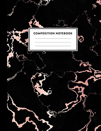 Composition Notebook: Trendy Black Marble and Rose Gold | 100 Wide Ruled Pages | 8.5 x 11 | Journal for Children, Kids, Girls, Teens And Women (School Essentials) image 3