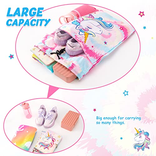 Wawsam Unicorn Kids Drawstring Backpack - Waterproof String Backpack Gym Bag For Girls Portable Lightweight Backpack Sport Beach Travel Swim Sackpack With Zipper Pocket Water Bottle Pocket #TOP2