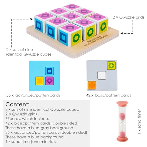 Image of Lyrovo Matching Cube Board Game Puzzle Building Blocks Battle Brain Teaser Educational Montessori Toys 77 Diffrent Types Card
