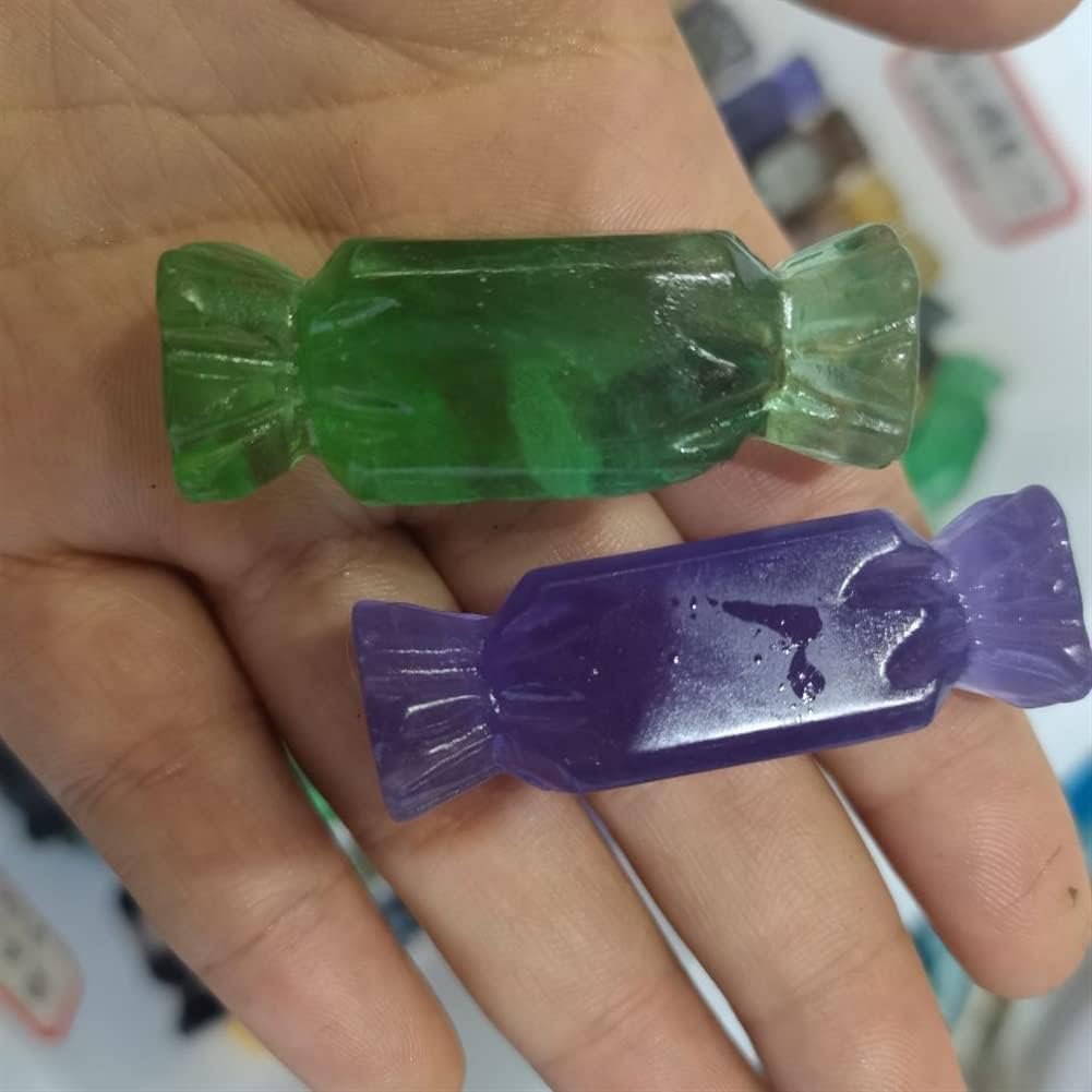 装飾用の宝石 1個自然蛍石クリスタルストーンキャンディー手彫りの手工芸品gemsto癒しの石宝石のための宝石 DIY.飾り 結晶