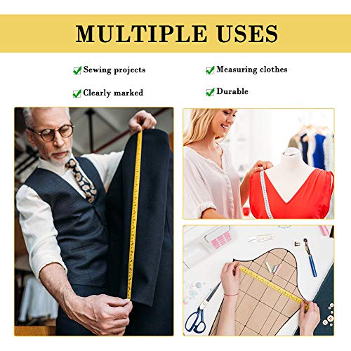 Ttklyn Tape Measure, Soft Tape Measure For Sewing Tailor Cloth Ruler, 120 Inches/300Cm(Yellow) And 60 Inches/150Cm(White) 2 Pack #TOP4