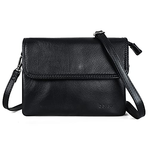 Image of befen Genuine Leather Small Crossbody Bags for Women Cell Phone Bag Cross Body Purses,Silver Zipper