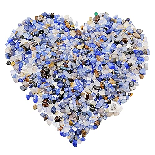 Image of 335g Assorted Blue Quartz Crystals Rocks Blue Crushed Crystal Quartz Tumbled Blue Rocks