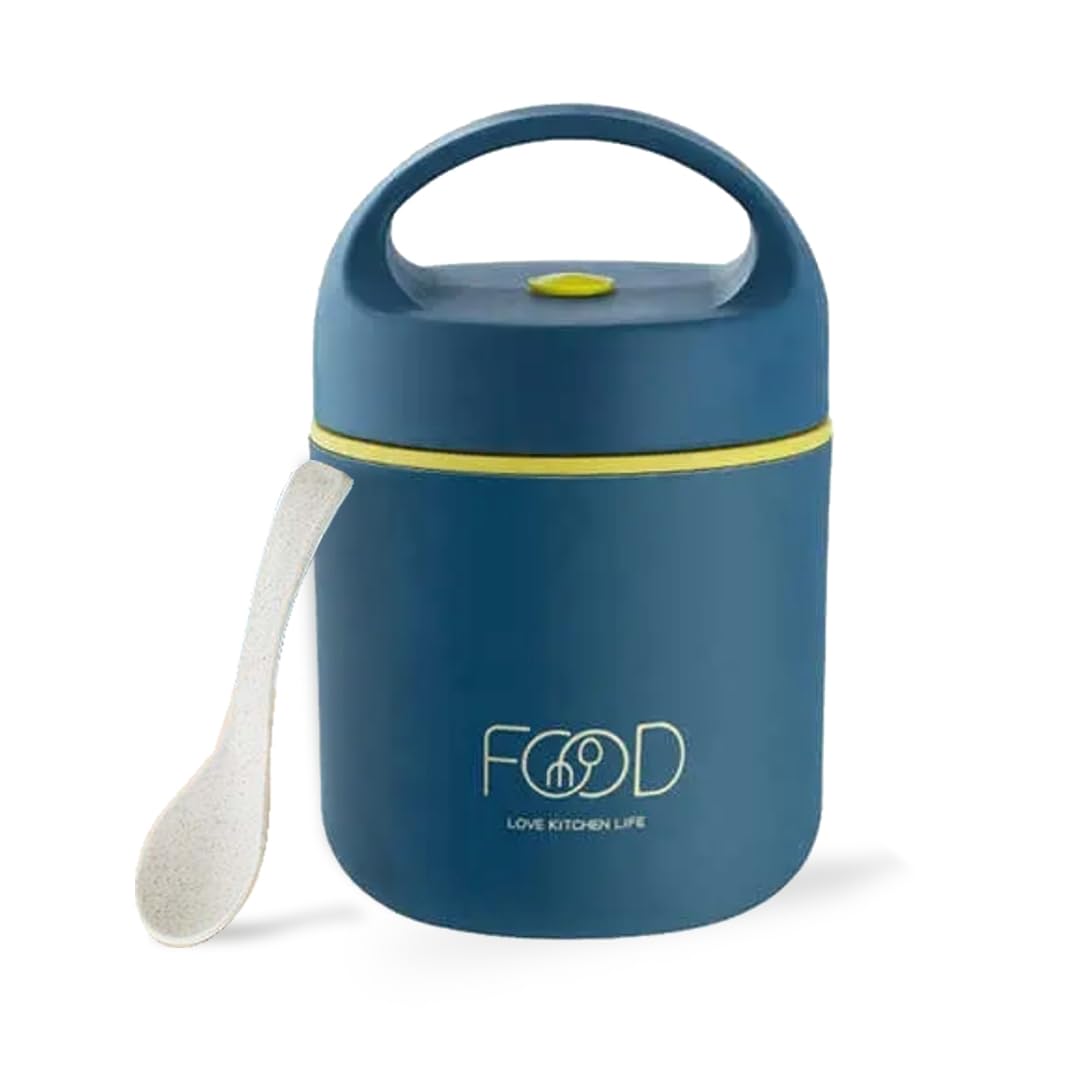 Food Jar, Stainless Steel Soup container, 460 ML/15.5 OZ Size, Thermal Insulated, Leakproof, Food Jar, Soup Container (Blue)