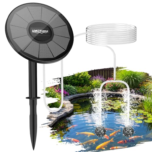 AMZtime Solar Pond Aerator with Air Pump,3W & 2200mAh Solar Aerator for Ponds Outdoor...