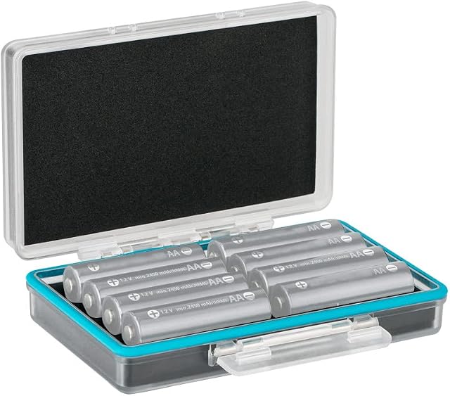 JJC Battery Storage Case Box Batteries Carrying Box Holder Organizer for 8X AA Battery or 14500 Rechargeable Battery, Battery Case Holder