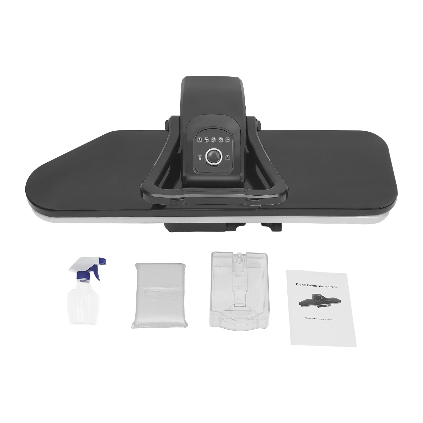 Dampfbügelpresse 2200W, 36 Zoll Bügelfläche, 120g/min Dampf, 5 Stoffprogramme(Nylon/Seide/Wolle/Baumwolle/Leinen), 1L Wassertank, mit Sprühflasche & Bügelkissen für Haushalt & Schneiderei, schwarz